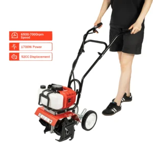 52CC 1700W Gasoline Garden Tiller ​Cordless 2-stroke Air-Cooled Cultivator Rotary for Trenching Loosening 12in/30cm Wide 12cm dp